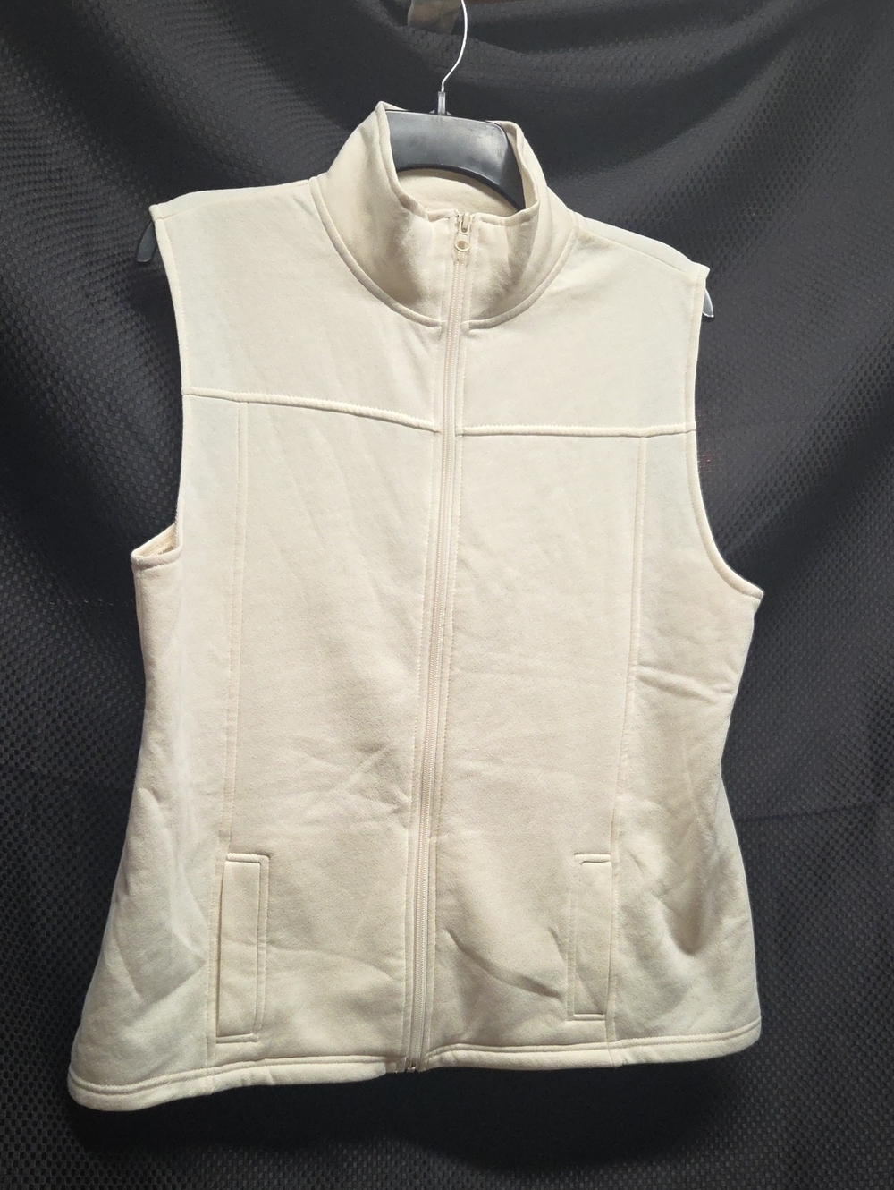 Women's Zip-Front Sleeveless Fleece Vest - Cream